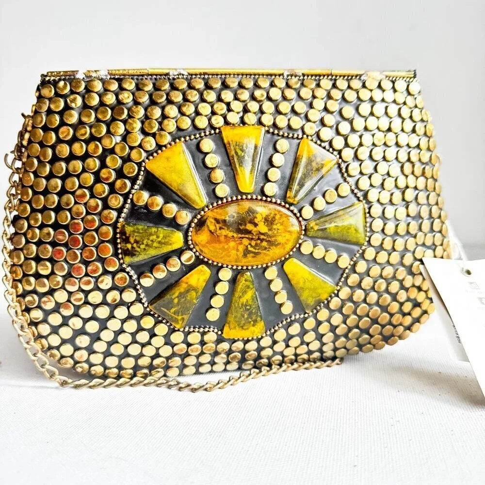 Antik Kraft Metal Studded Detail Small Crossbody Purse bag
